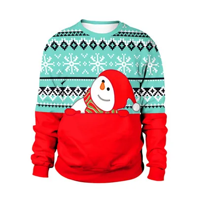 Уродливый Рождественский свитер Санта-эльф Забавный пуловер осень-зима Модные женские мужские свитера с принтом топы - Цвет: Size F