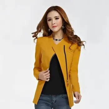 

Women Zipper Lady Blazer Suit Long Sleeve Coat Casual Women Slim Fit Jacket Tops Coat Outerwear