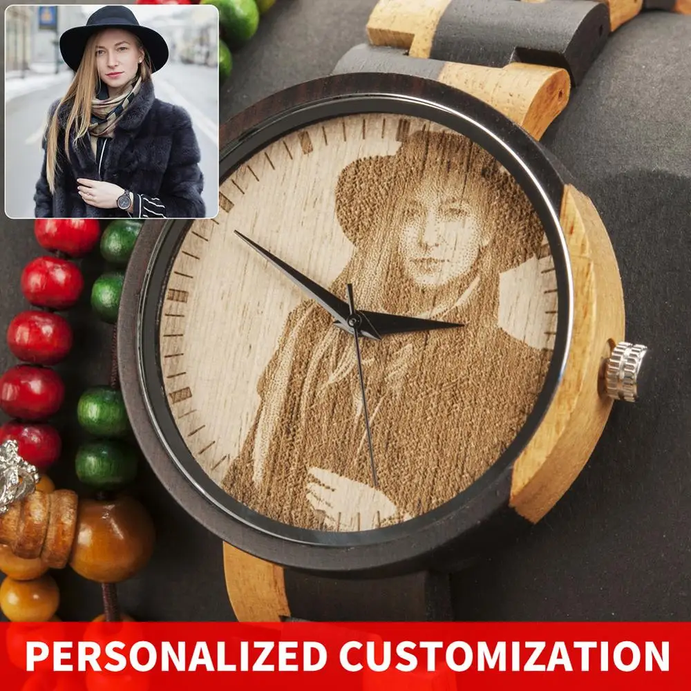 Personality Engraving Customize Watch Men BOBO BIRD Customers Photos Customization Wooden Watches Gift for Him fo reloj mujer