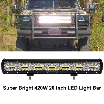

ECAHAYAKU 20 inch 420w Super Bright LED Light Bar Spot Flood Combo Driving Lights Waterproof Led Work Fog Lights for Truck ATV