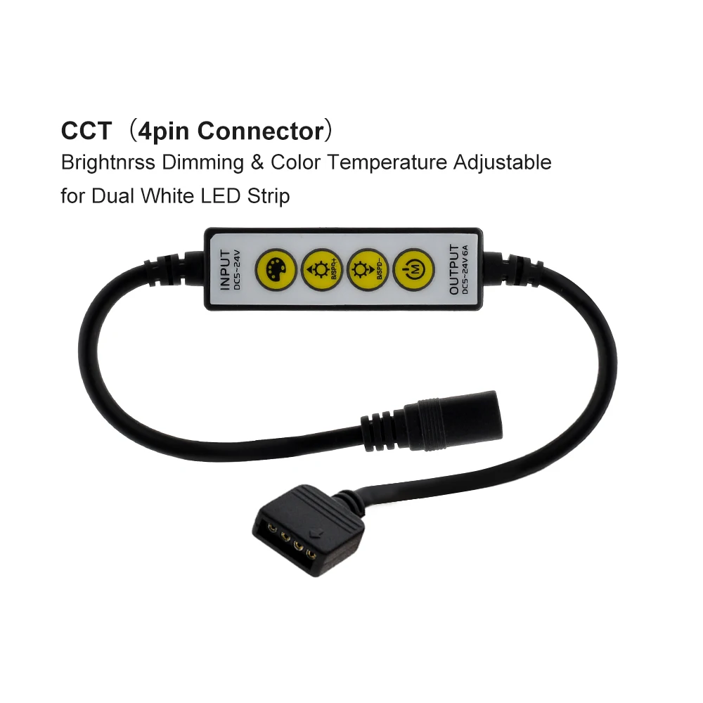 Мини 4 клавиши светодиодные полосы контроллер диммер переключатель DC5V-12V для одного цвета/двойной белый/RGB/RGBW/RGB+ CCT светодиодные полосы света - Цвет: Double White