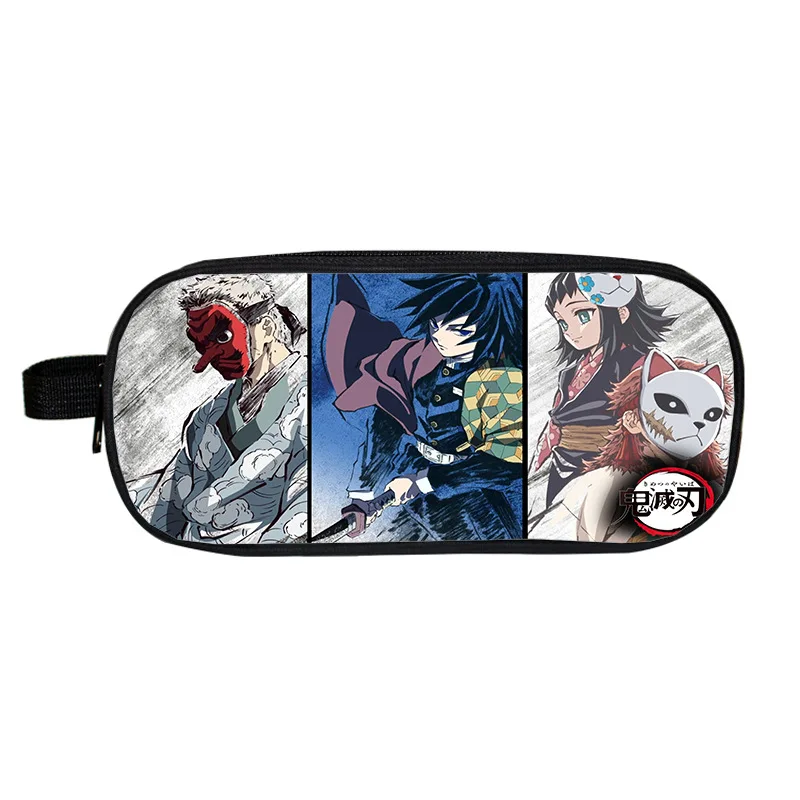 Чехол для карандашей в стиле аниме Demon Slayer, большая сумка для карандашей с рисунком, органайзер для косметики Kamado Tanjirou, сумка для канцелярских принадлежностей, сумка для макияжа