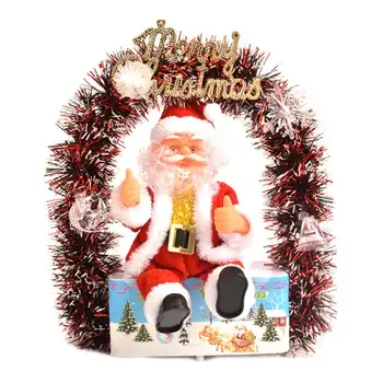 

Garland Tinsel Santa Claus With Colorful Lighting Electric Singing Plush Doll Xmas Decor Kids Gift