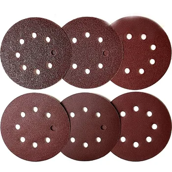 

60 Pieces 5 Inch 8 Holes Sanding Discs - Hook And Loop Sandpaper Backing 10 Of 40/60/80/120/180/240 Grit - Optimal Set Sandpap