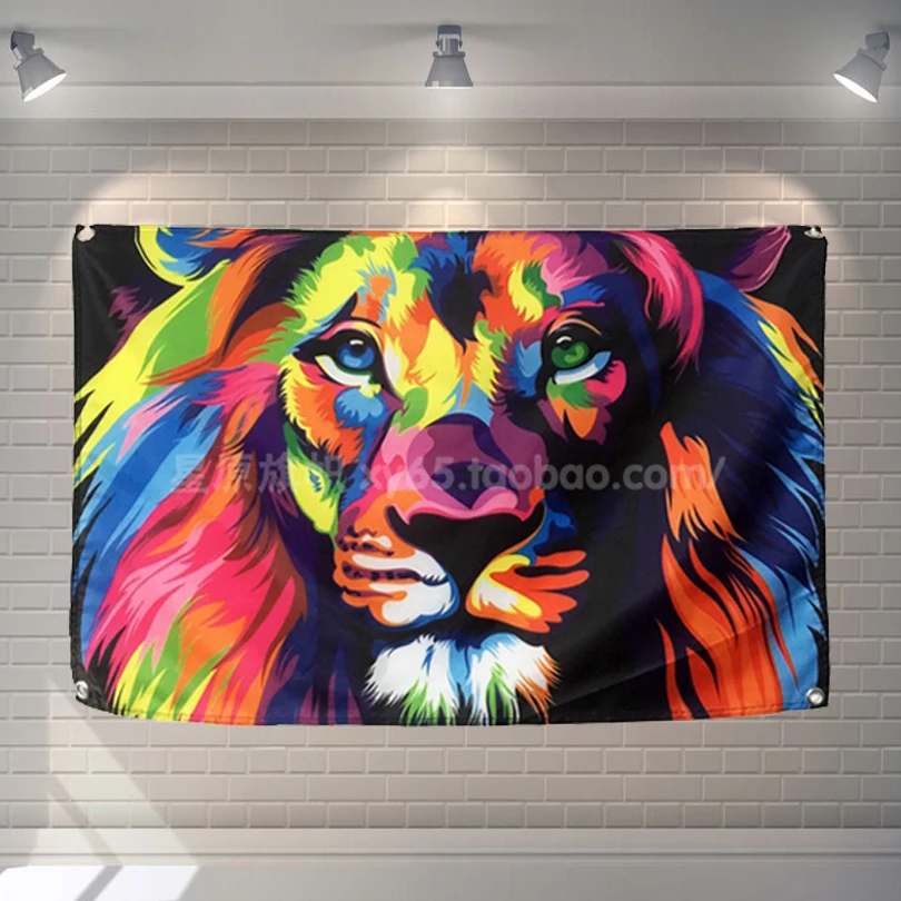 Pop Art Lion Rock Band Poster Hanging Painting Wall Sticker 56x36 Inches Cloth Banner Music Banquet Home Decor Flags Banners Accessories Aliexpress