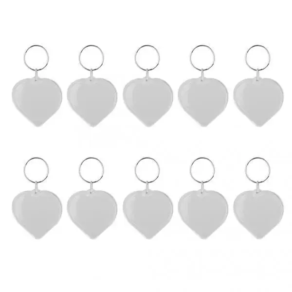 20pcs Acrylic Photo Keychain Custom Frames, Personalized Snap in Insert Clear Blank DIY Picture Frames - Heart Shaped