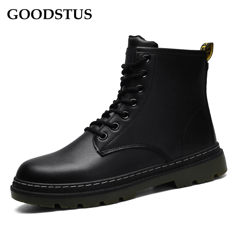 

GOODSTUS Men Casual Shoes Pu Vamp High Top Breathable Comfortable Martin Boots Tooling Boots New Fashion Shoes Men Leather