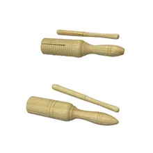 Wooden Musical Instrument for Children Kid Toys Sound Tube Small Single-threaded Ring Percussion Cylinder Croak Frog Barrel