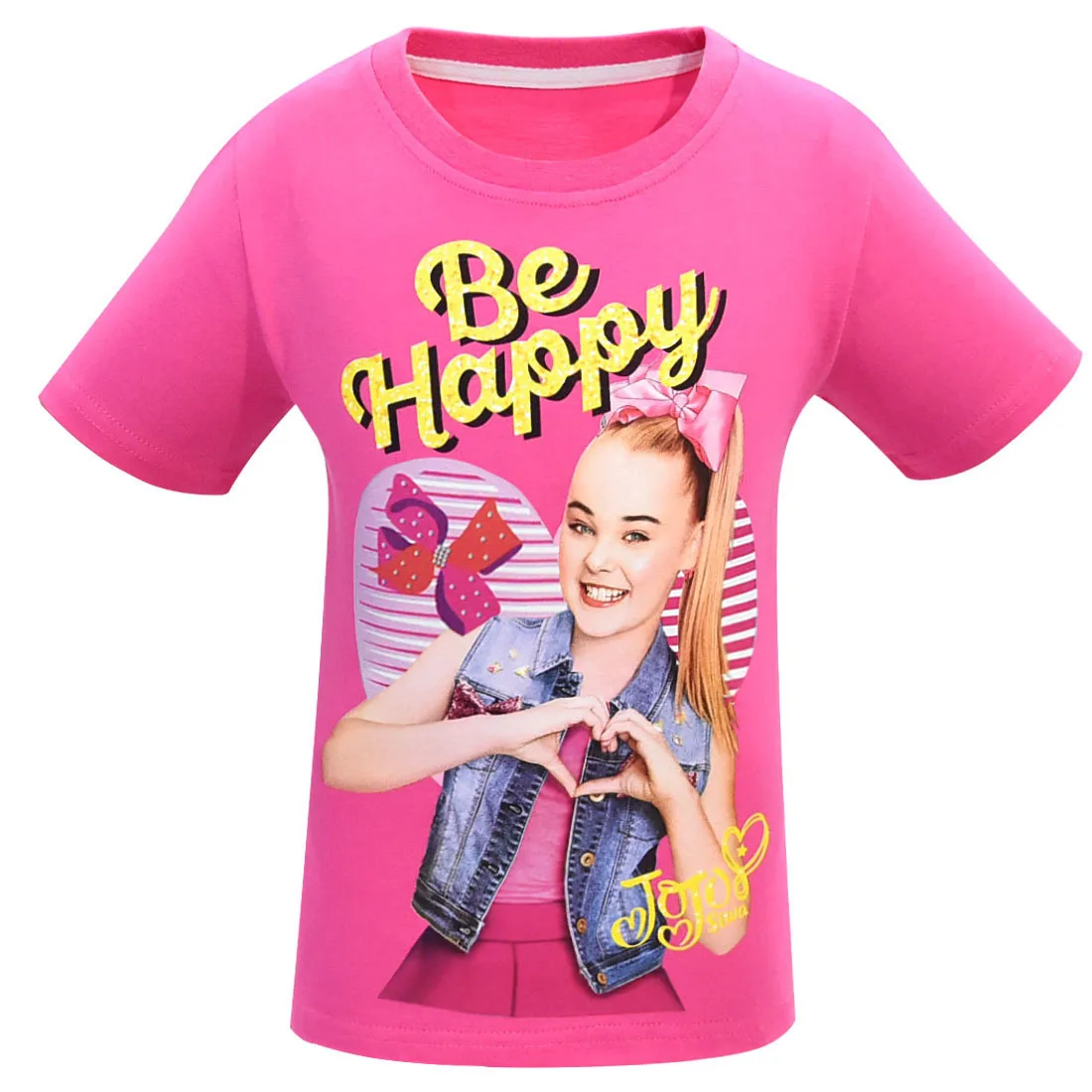 Новая детская летняя футболка одежда для девочек Jojo Siwa с короткими рукавами