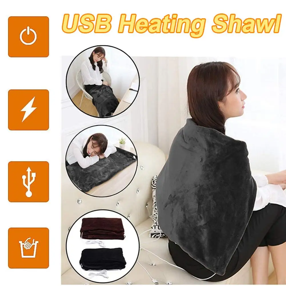 36V USB Heating Shawl Electric Heating Shawl Carbon Fiber Washable 3 Heat Settings Mat With Timing Function Heated Blanket