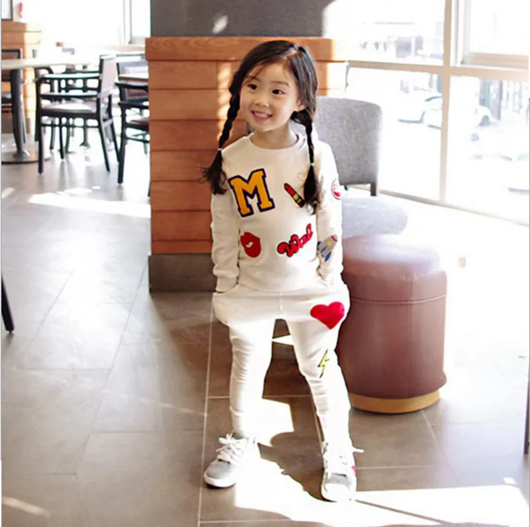 

CYSINCOS Children's Sets Teenage Girls Clothes Children Clothing Set Cotton Sweatshirt + Pants 2PCS Casual Kids Clothes Suit