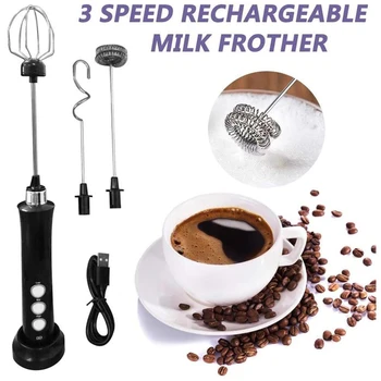 

Multi-Function Milk Egg Beater Set Powerful Double Spring Whisk Electric Frother Kitchen Mixer Hand Milk Foamer For Coffee
