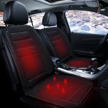 

1 Pc 12V Horizontal Grid Black Heating Cushion Car Heating Cushion With Backrest Car Front Row Electric Heating Seat Cushion