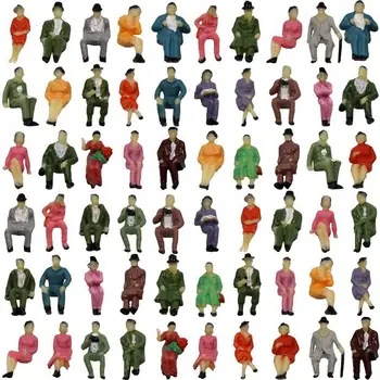 혼합 색상 포즈 인형 집 장식, 기차 풍경 모델, 건물 승객, DIY 캐릭터, 앉는 사람 피규어, 1:87