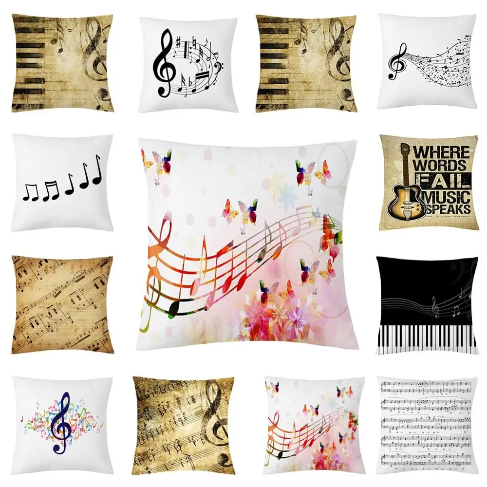 

Creative Simple Music Note Cushion Cover Musical Note Printed Throw Pillow Case Cushion Cover Home Decoration Pillowcase