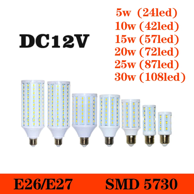E27 LED Corn lamp True power 5w 10w 15w 20W 25w 30w SMD2835 12V Bulb Chandelier Candle Light For Home Decoration | Лампы и освещение
