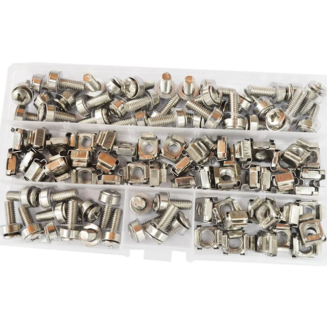 M5 M6Rack Cage Mount, Szerver Konzol Szekrény Csavarok És Alátétek, Állványos Polcok, Útválasztókészülékek 100 Készlet - Image 3