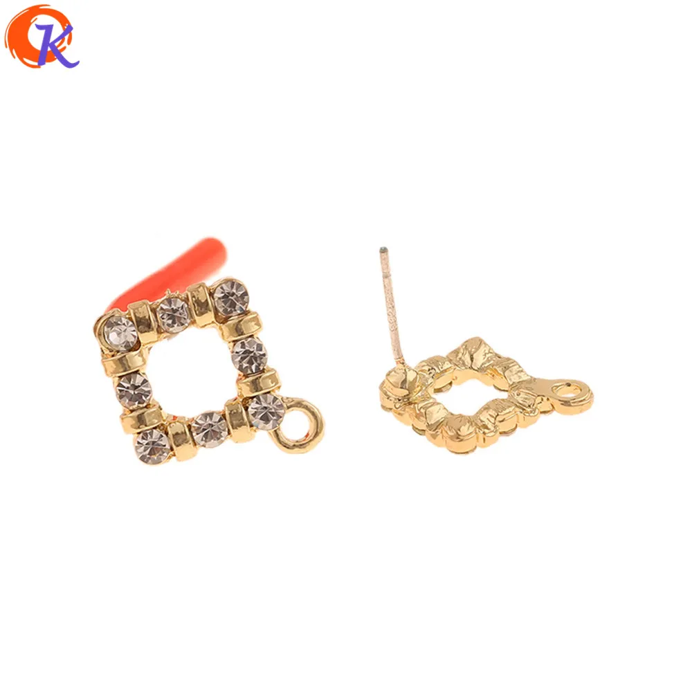 Clear Rhinestone Cordial Дизайн 50 шт 13*17 мм аксессуары для ювелирных изделий/ручная работа/серьги-гвоздики/Серебряная булавка/квадратная форма/Сделай сам/фурнитура для сережек - Цвет: Clear Rhinestone