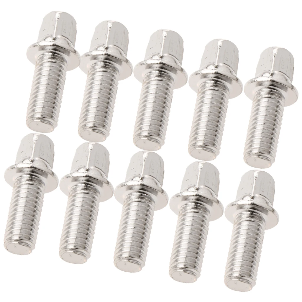 Pack of 10 Metal Square Shape Head Drum Kit Pedal Mallet Hammer Mounting Screws Silver DIY drum screws