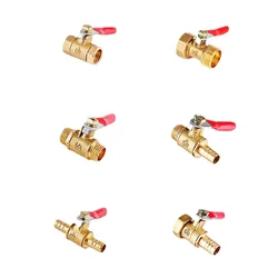 Brass Barbed 3/8 1/4'' inch Ball Valve Male Femle Thread Connector Joint Copper Pipe Fitting Coupler Adapter 8/10/12mm Hose Barb