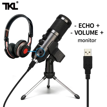

TKL USB Microphone Podcast Condenser Microphone Professional PC Streaming Uni-directional Mics Kit for Game Recording YouTube