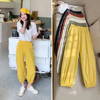 

2020 Spring And Autumn Home Pants New Ladies Sleep Bottom Comfort Loose Crepe Cotton Women Thin Homewear Pants Solid Sleep Pants