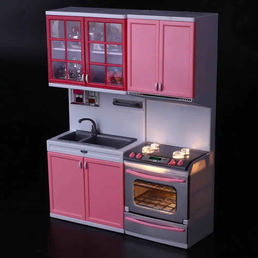 

Simulation Kitchen Cabinets Set Children Pretend Play Cooking Tools Mini Dolls Tableware Suits Toys Girl Dollhouse Play Toy Gift