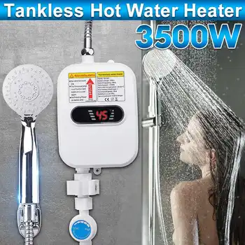 

3500W 220V Water Heater Bathroom Kitchen Instant Electric Hot Water Heater Tap Temperature Display With Faucet Shower