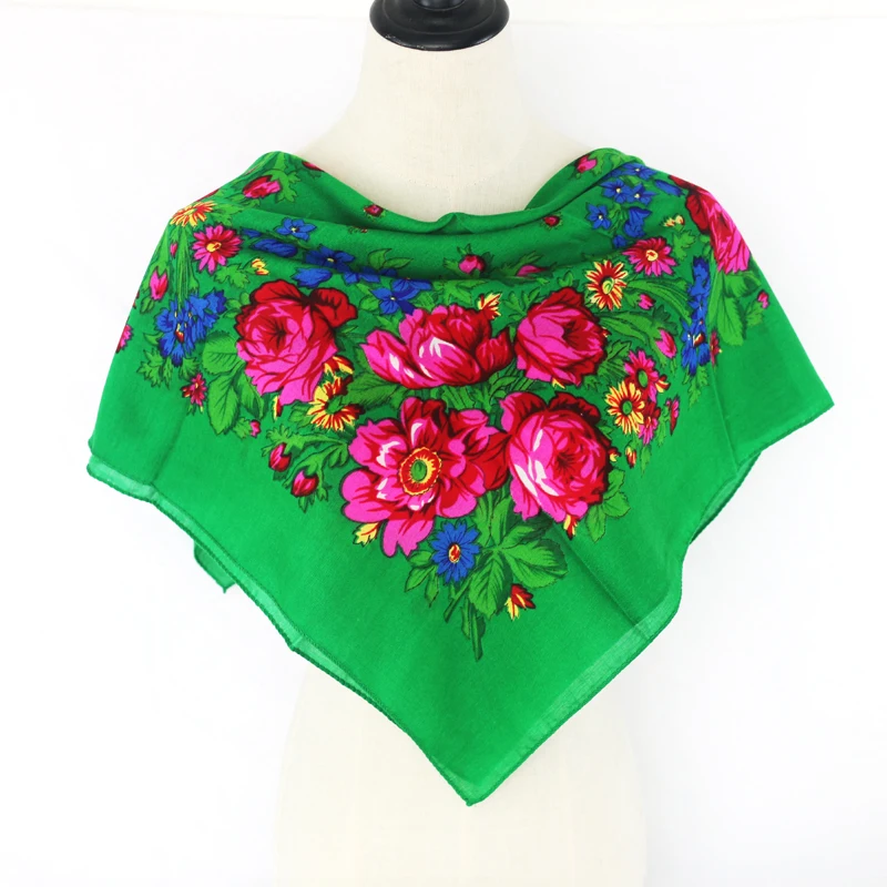 

Luxury Besigner Fashion Style Russian Ethnic Printed Pattern Women Cotton Small scarf Handkerchief Scarf 70cm*70cm Hijab shawls