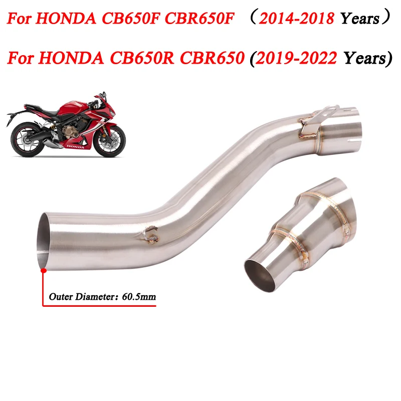

For HONDA CB650F CBR650F 2014-2018 CB650R CBR650 2019-2020 Motorcycle Exhaust Modified Mid Link Pipe Connecting 60mm Muffler
