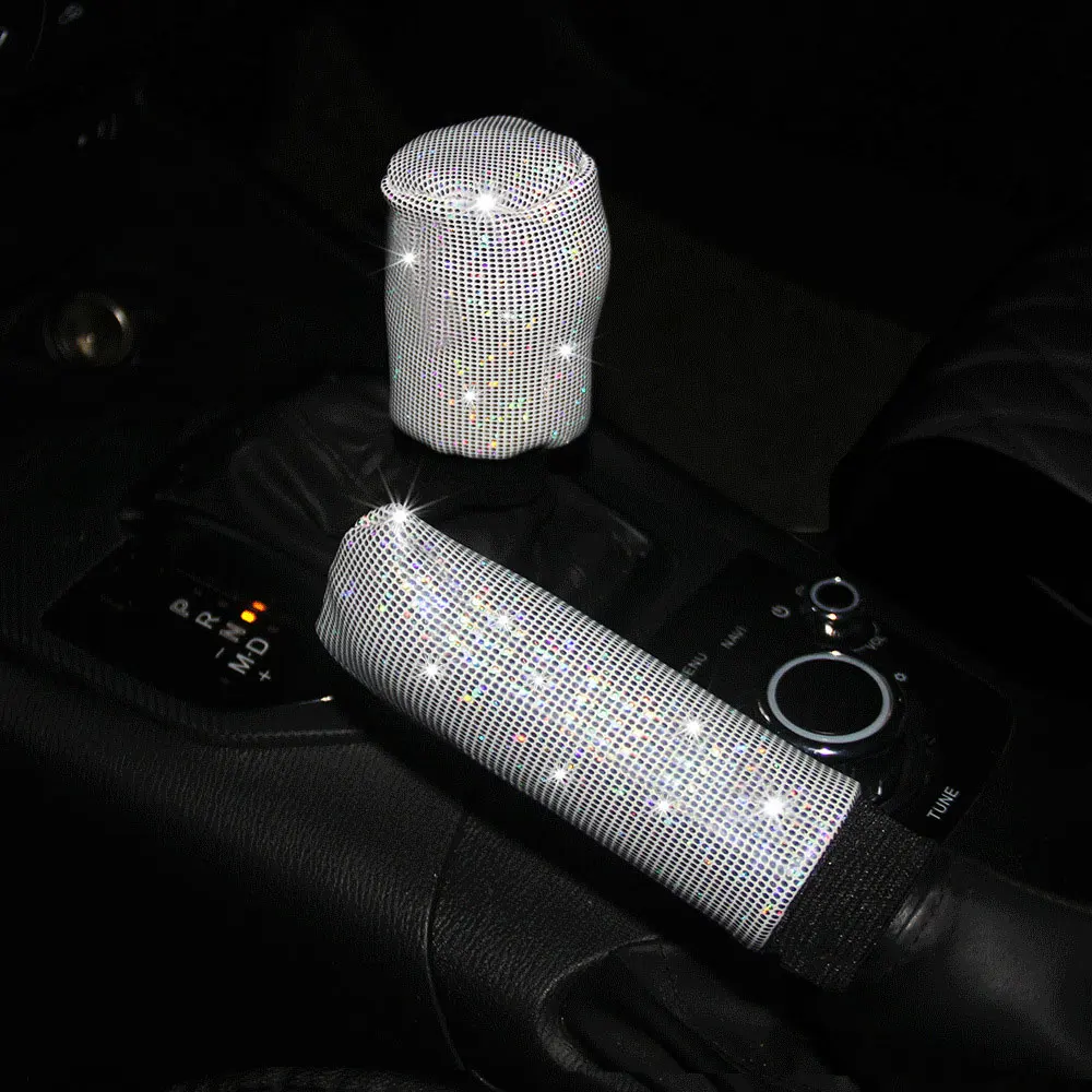 1 Set Diamond Crystal Car Gear Shift Collar Cover Glitter Rhinestone Auto  Shifter Hand Brake Decorations Interior Accessories - AliExpress