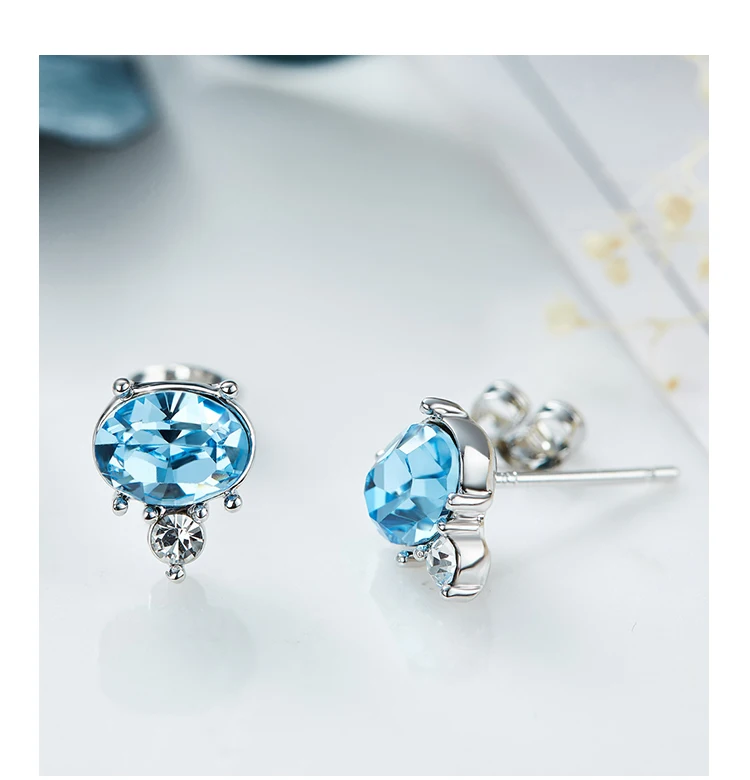 Cdyle, минималистичные милые небесно-голубые серьги с кристаллами Swarovski, детские серьги-гвоздики для девочек, Новое поступление, ювелирное изделие, подарок на день рождения