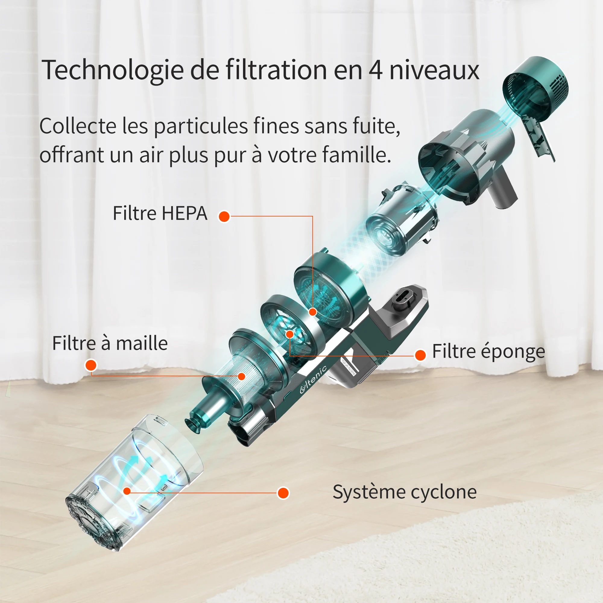 JASHEN Aspirateur Puissant sans Fil Intelligent, Aspirateur Balai