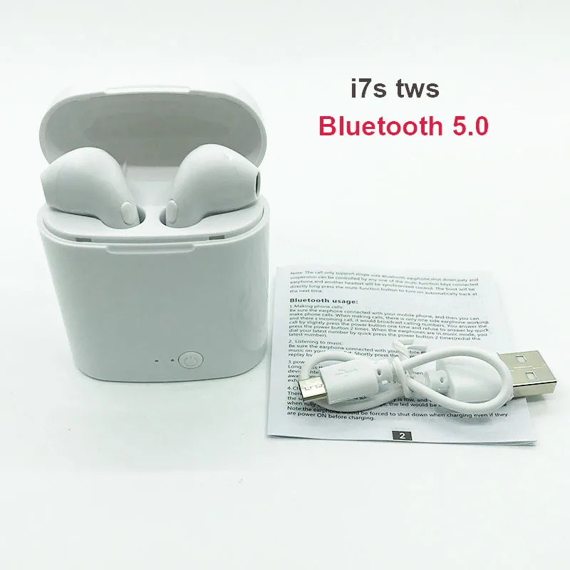 I9s i7s TWS беспроводные наушники Bluetooth 5,0 наушники Auriculares беспроводные наушники для xiaomi iphone Android - Цвет: i7s white