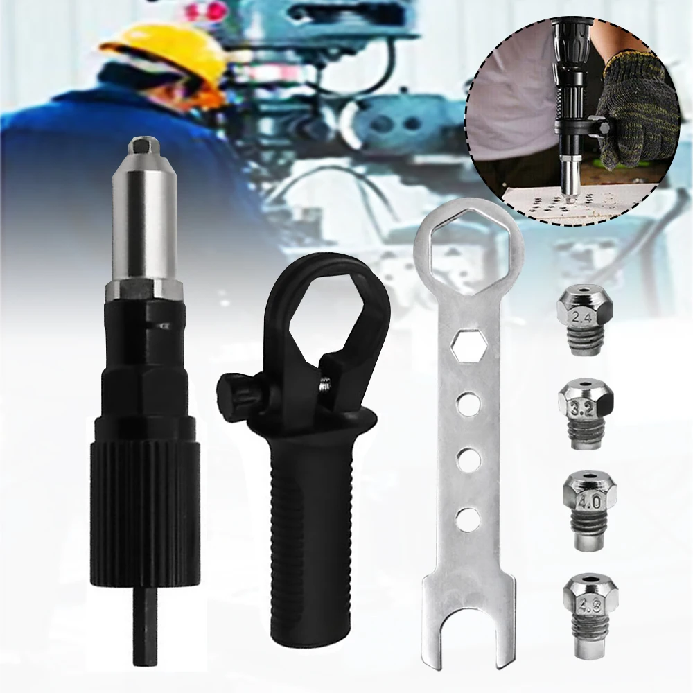 Electric Rivet Pop Nut Gun Cordless Drill Adapter Riveting Riveter