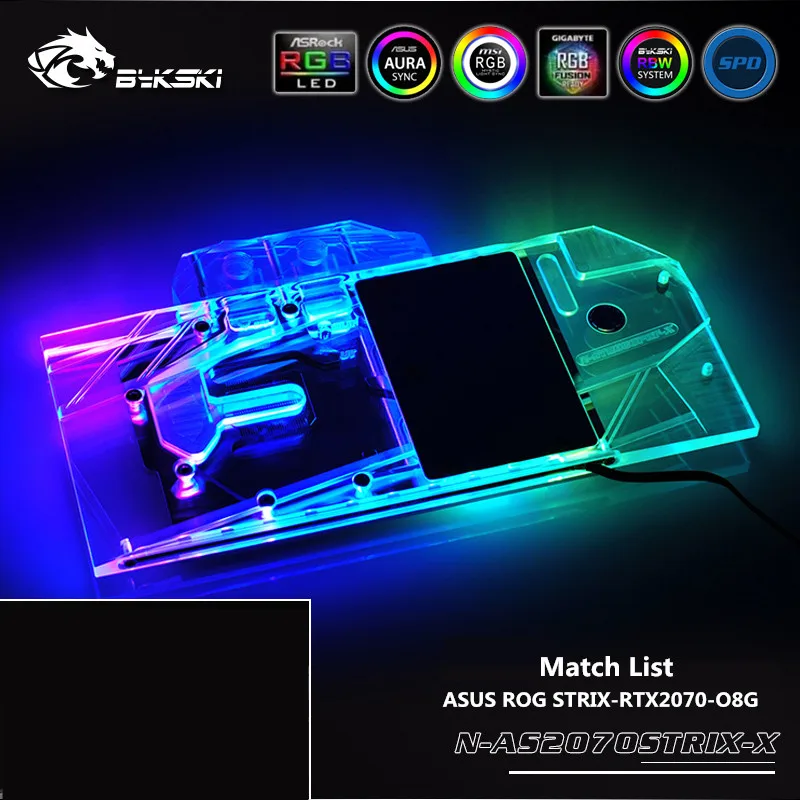 Bykski Full Cover GPU Water Block For ASUS ROG STRIX-RTX2070-O8G Graphics Card AURA SYNC N-AS2070STRIX-X | Компьютеры и офис
