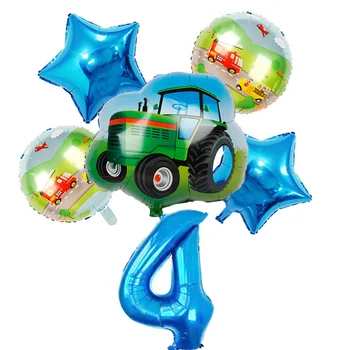 

1set baby shower boy blue number foil balloons Fire truck ice cream car air Globos baby girl Birthday Party Decorations Kids toy