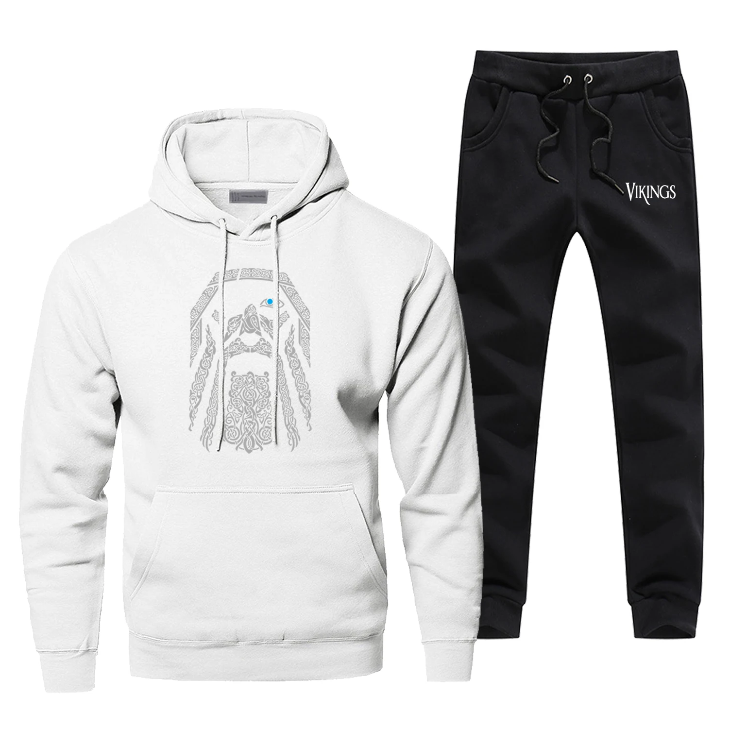 Odin The Vikings TV Show Print Sweatshirts Hoodie Fashion Casual Pants Sweatshirt Fleece 2 Piece Set Hip Hop Complete Male Set