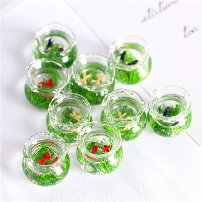 Dollhouse Miniature Food And Play 1:12 Doll House Accessories Simulation Mini Glass Goldfish Tank Home Model |