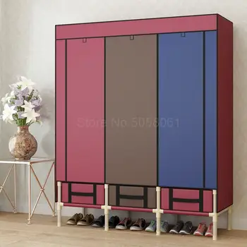 

Simple cloth wardrobe 25MM steel tube thickening and thickening double folding drawer fabric wardrobe