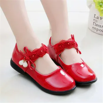 

2020 New Girls Shoes Leather Children Fashion Princess Shoes Girls Pearls Kids Comfortable Dance Shoes For Girls Black White Red