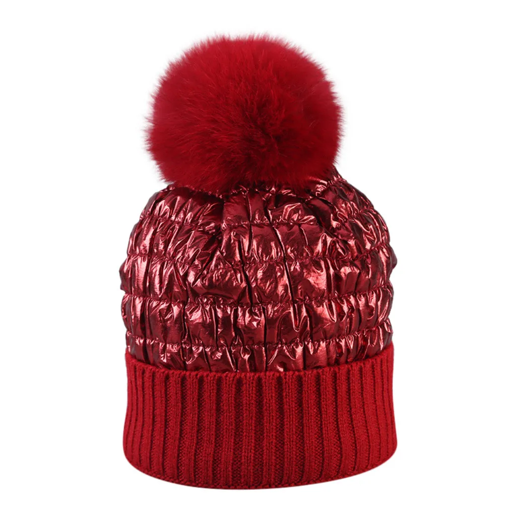 RD Womail шапка зимняя Для женщин модные однотонные лисы мяч удобные милые casquette Повседневное теплый плюш шерстяной вязаный берет кепки - Цвет: RD