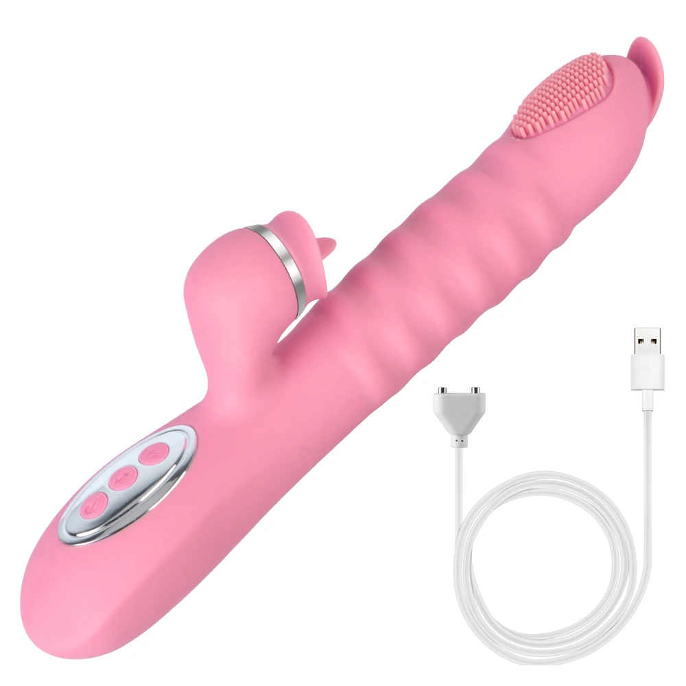 Vibrator Realistische Dildos G Spot Stimulator Heizung Stoßen Teleskop Kaninchen Vibrator Erwachsene Spielzeug für Wom_voghion.com