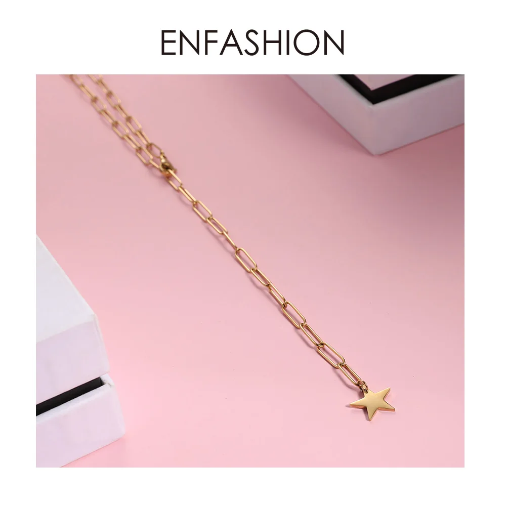 Tanie ENFASHION Pearl Star Choker naszyjnik kobiety złoty kolor uroczy łańcuszek naszyjniki Femme biżuteria Collares De Moda 2019 P193031