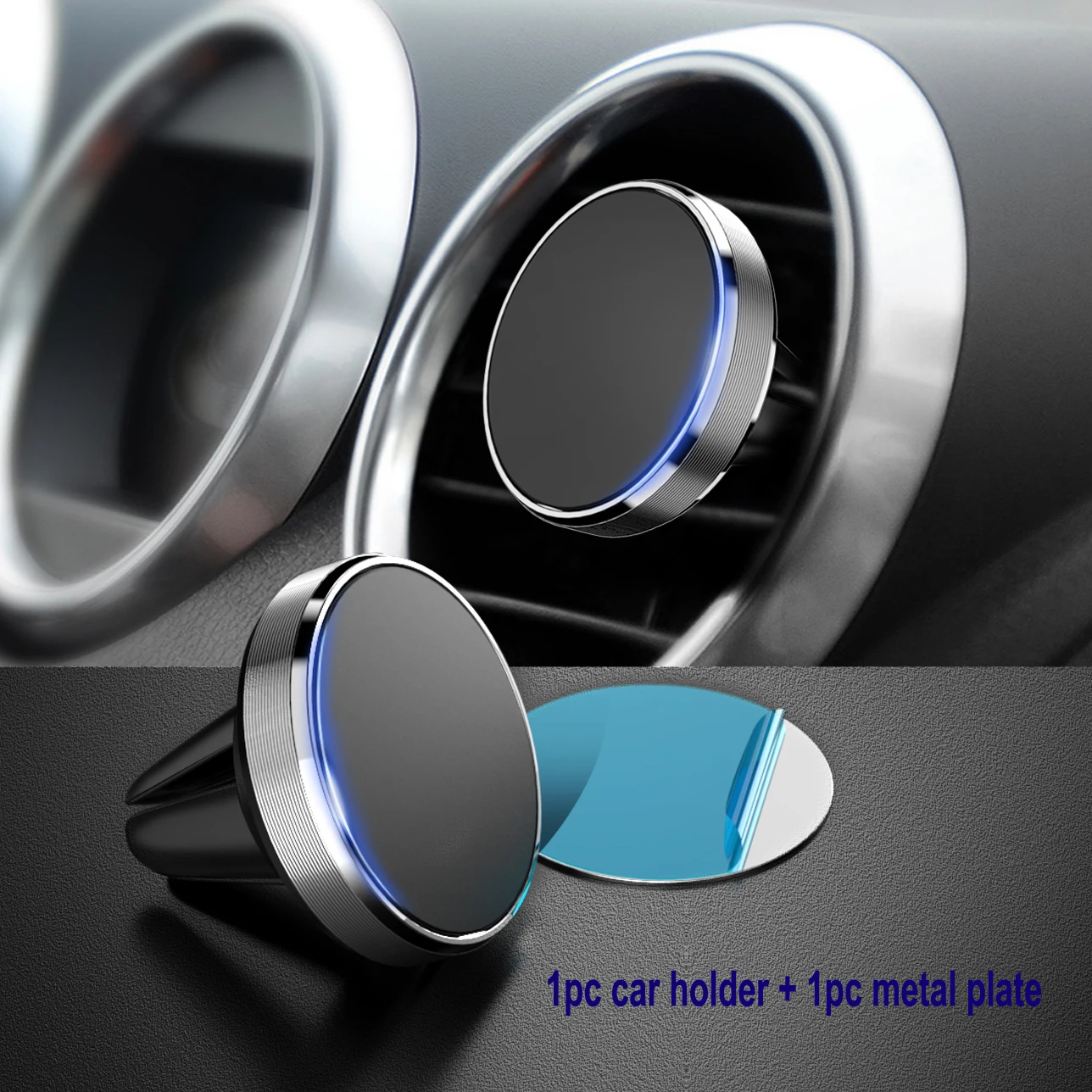 Магнитный держатель для телефона в автомобиле, крепление на вентиляционное отверстие, универсальная подставка для мобильного смартфона, магнитный держатель, кронштейн - Цвет: Silver