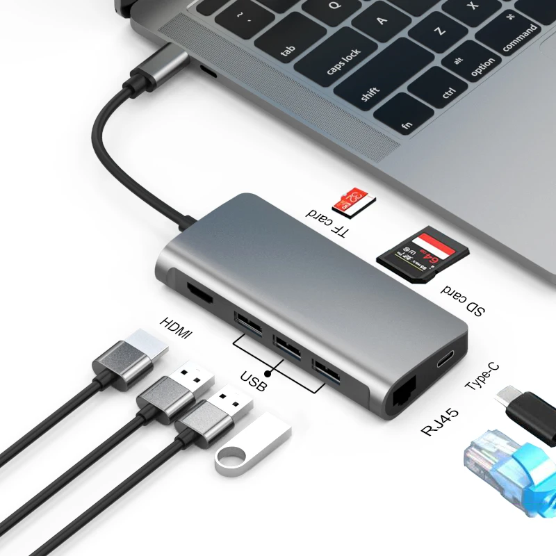 Bkscy USB концентратор C концентратор к HDMI RJ45 адаптер Мульти USB 3,0 Узловая док-станция для MacBook Pro Аксессуары USB-C type C USB 3,0 концентратор