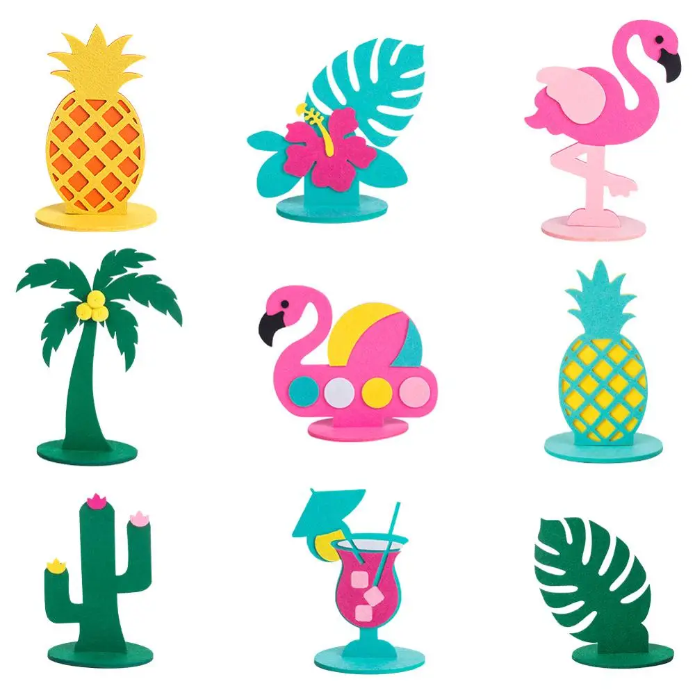 Tropical Flamingo Pineapples Cactus Coconut tree Centerpiece Table decorative Birthday Summer Wedding Hawaiian Party Decorations