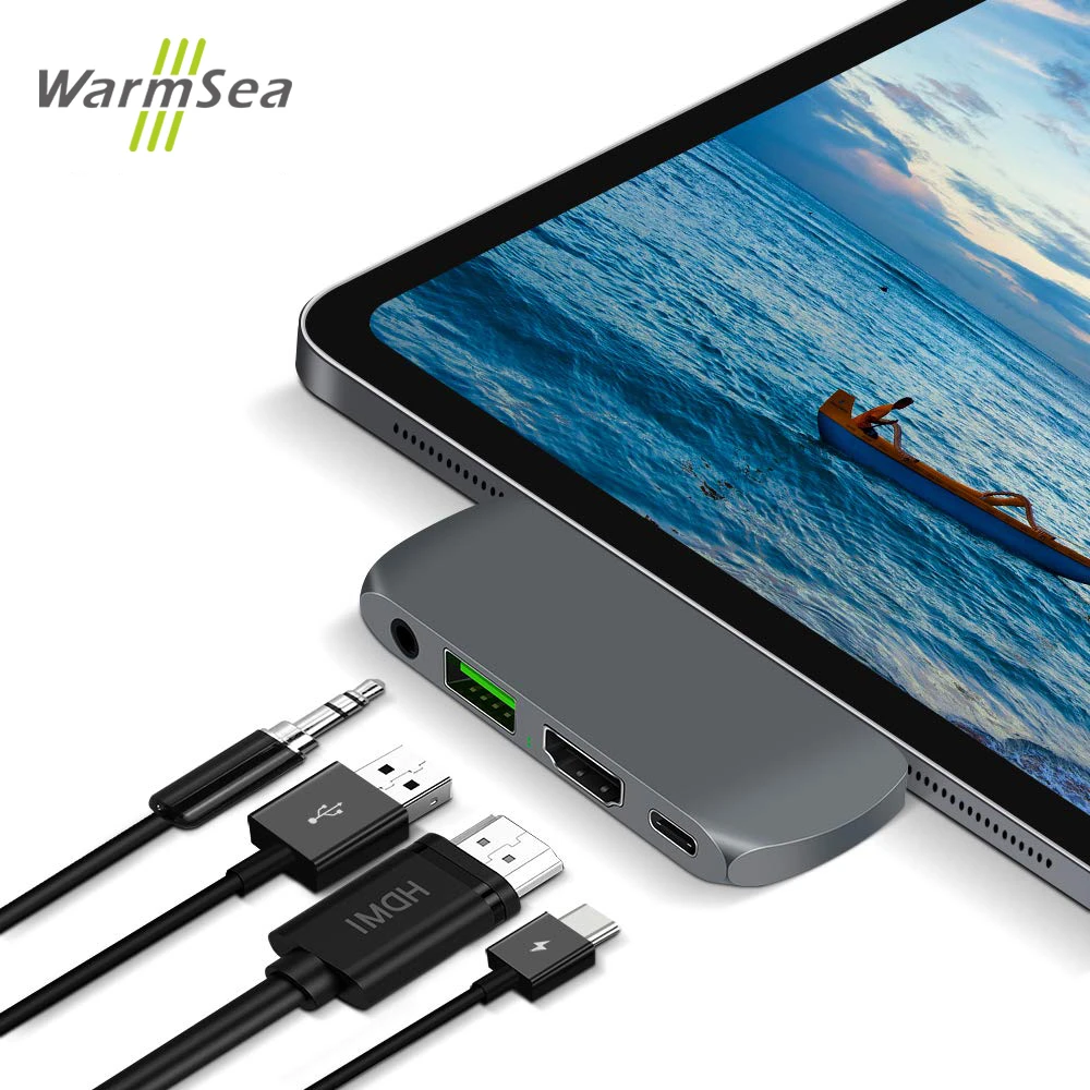 

IPad Pro HUB USB C Hub Adapter with USB-C TYPE C PD Charging 4K HDMI USB 3.0 3.5mm Headphone with 2018 iPad Pro MacBook Pro