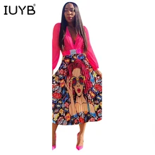 IUYB новые элегантные модные сексуальные женские Длинная юбка в пайетках женские цветные до середины икры плиссированные сексуальные женские летние новые юбки HGL1140