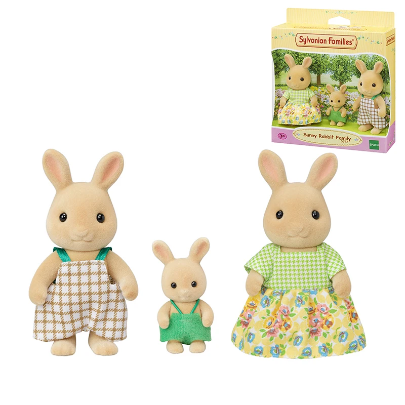 S01 Sylvanian Families кукольный домик пушистые фигурки Солнечный кролик Семья 3 шт. игрушки животных куклы девочка подарок 5372